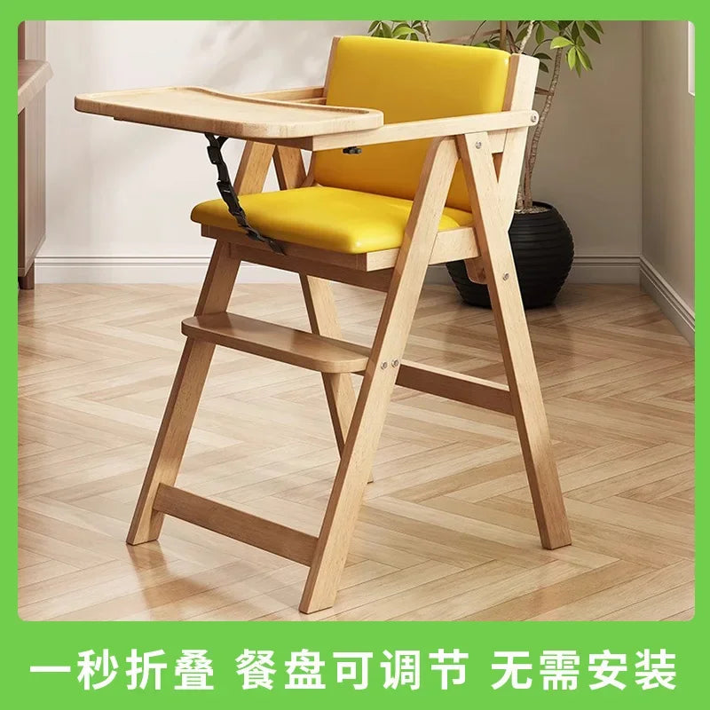 Safe Folding Dining Chair Portable Wooden Baby Feeding Highchair for Travel Hotel Home Equipped with Seat Belts kids chair עגלות