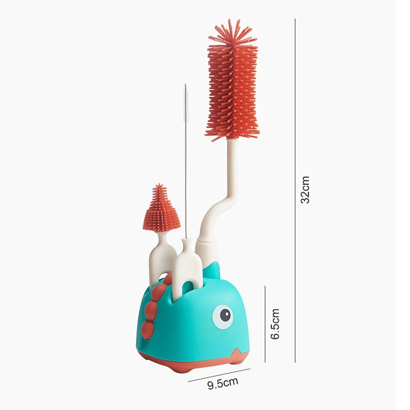 Silicone Brush for Bottles 360 Degree Rotation Baby Bottle Pacifier Cleaning Brush Nipple Dropper Brushes Set Baby Item