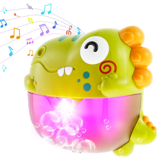 Dinosaur Bubble Machine Baby Bath Toys with Colorful LED Light Music Electric Soap Automatic Bubble Maker Children Bathroom Toy