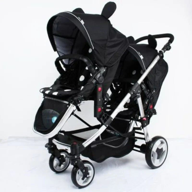 Twin Stroller Foldable Stroller High View Stroller Sit or Lie Down Double Multifunction Trolley Baby Products Strollers Trolleys