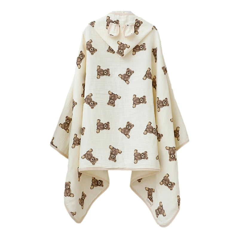 Soft Cotton Baby Hooded Towel Bath Towel for Boys Girls rabbit ear Bathrobe Sleepwear Kid's Clothing Floral Print Color ponchos