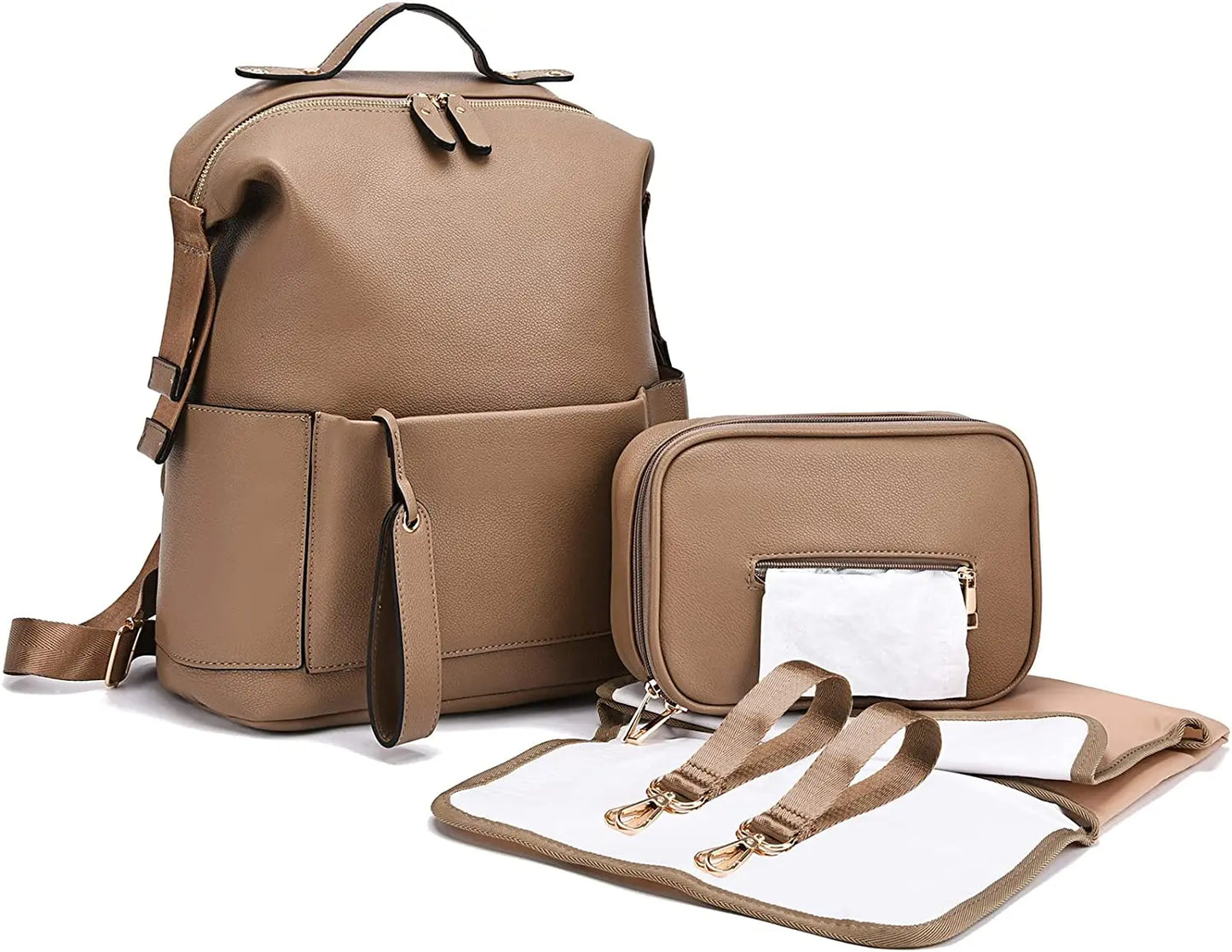 Infant & Baby PU Leather Diaper Bag – Nursing & Travel Friendly