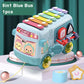 Multi-functional Cartoon Bus Montessori Toys Car Maze Puzzle Hammer Games New Kids Toys Storage Box Early Educational Baby Gift