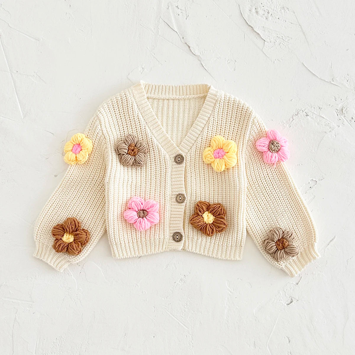 Baby Cardigan Sweater – Autumn/Winter Knit Coat, Long Sleeve Flower Design