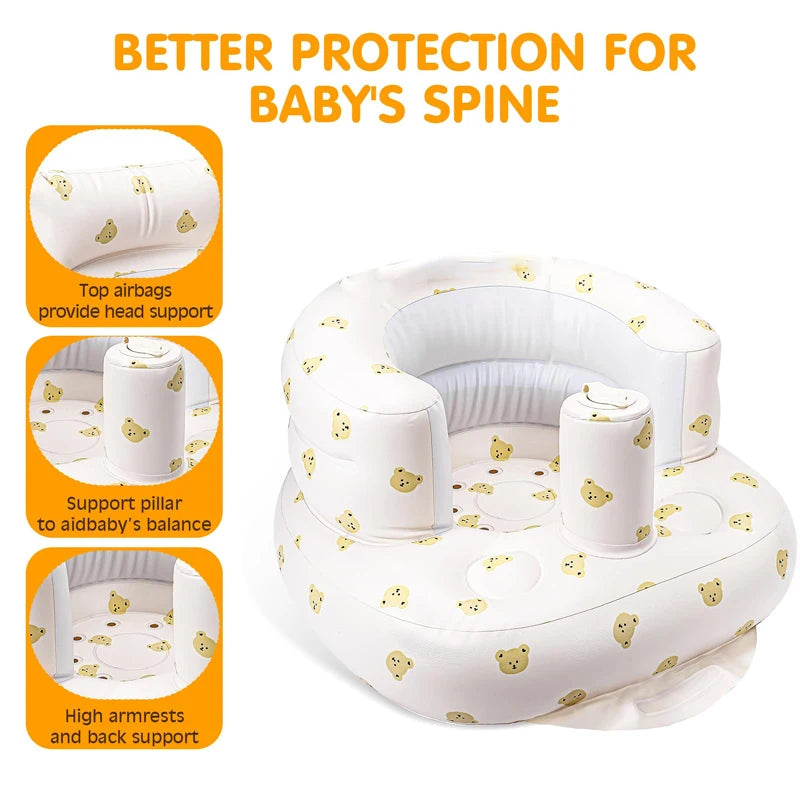 Inflatable Baby Seat – Built-in Pump, Learning & Feeding Chair