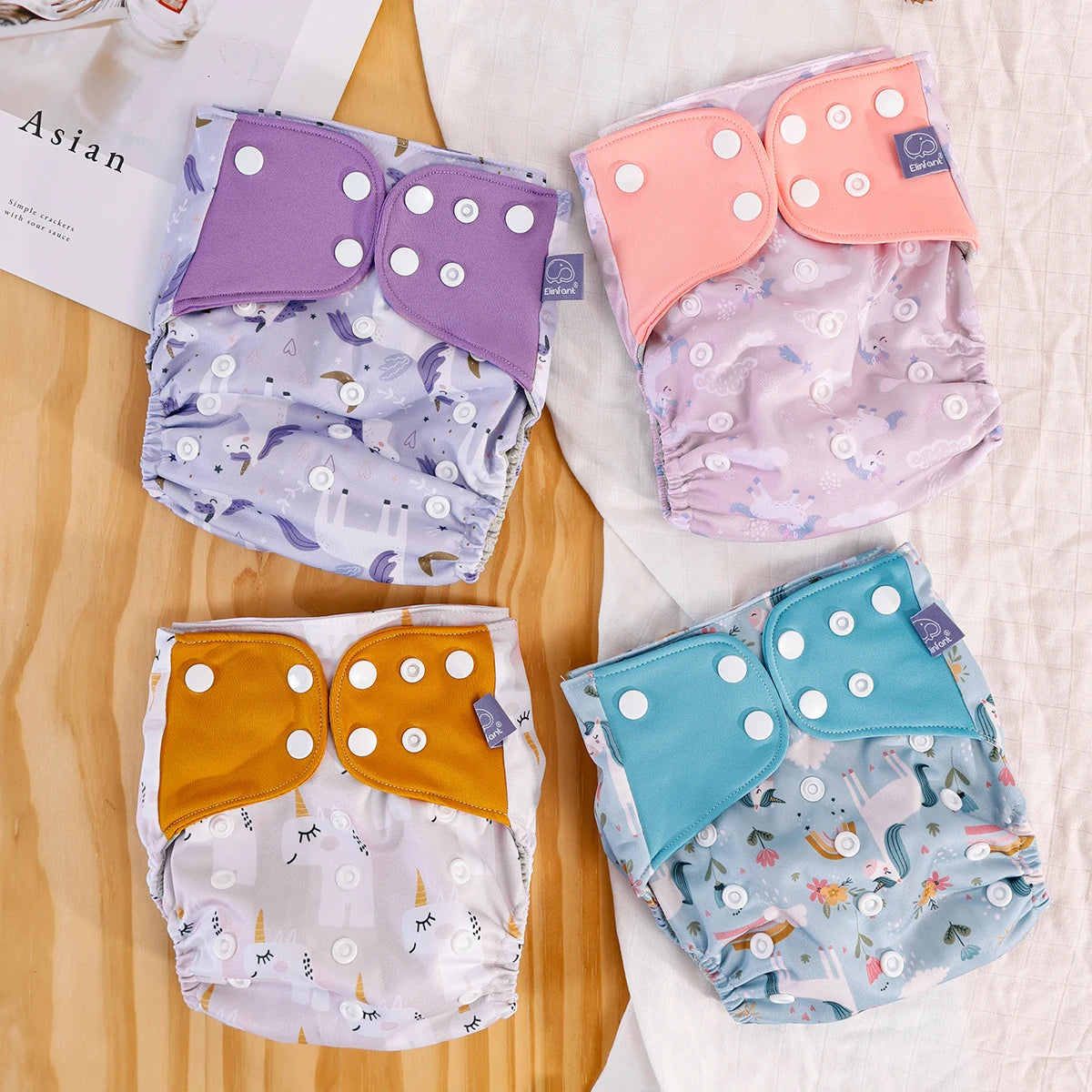 4Pcs Washable Baby Cloth Diapers