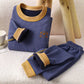 Children's Thermal Underwear Set with Mid Neck Collar Striped Thickened Thermal Wear for Boys Winter Clothes Boneless Design
