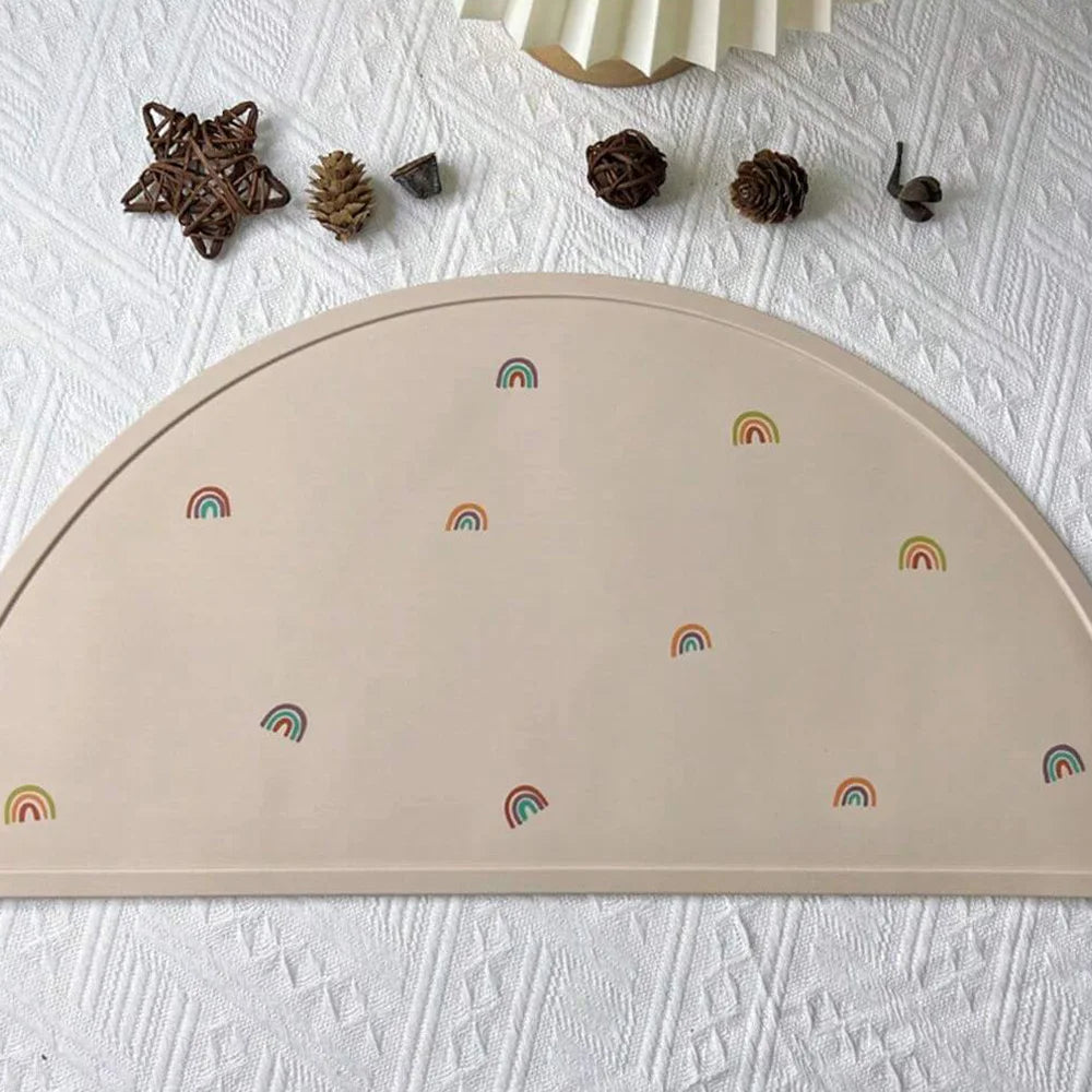 1PCS Silicone Printing Placemat, Baby Cartoon Placemat, Non-slip Insulated Kitchen Table Mat, Easy To Clean and Foldable