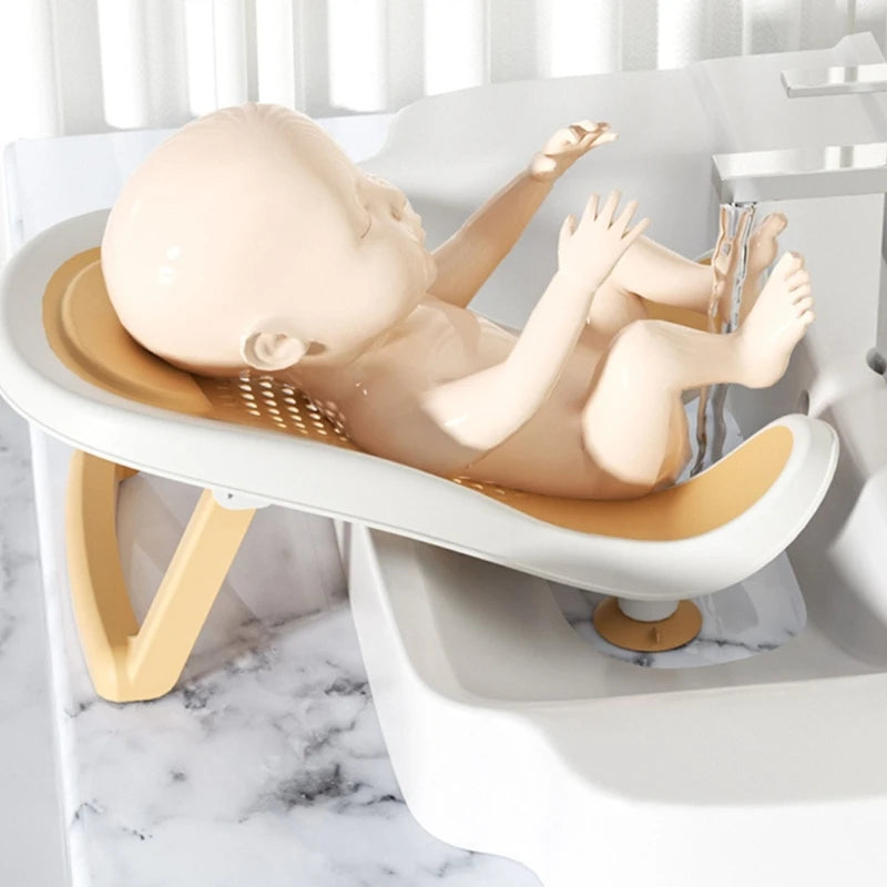 Foldable Ass Bath Rack Baby Bathtub Lying On Newborn Supplies Baby Can Lying On Bath Bath Net Ass Washing Artifact