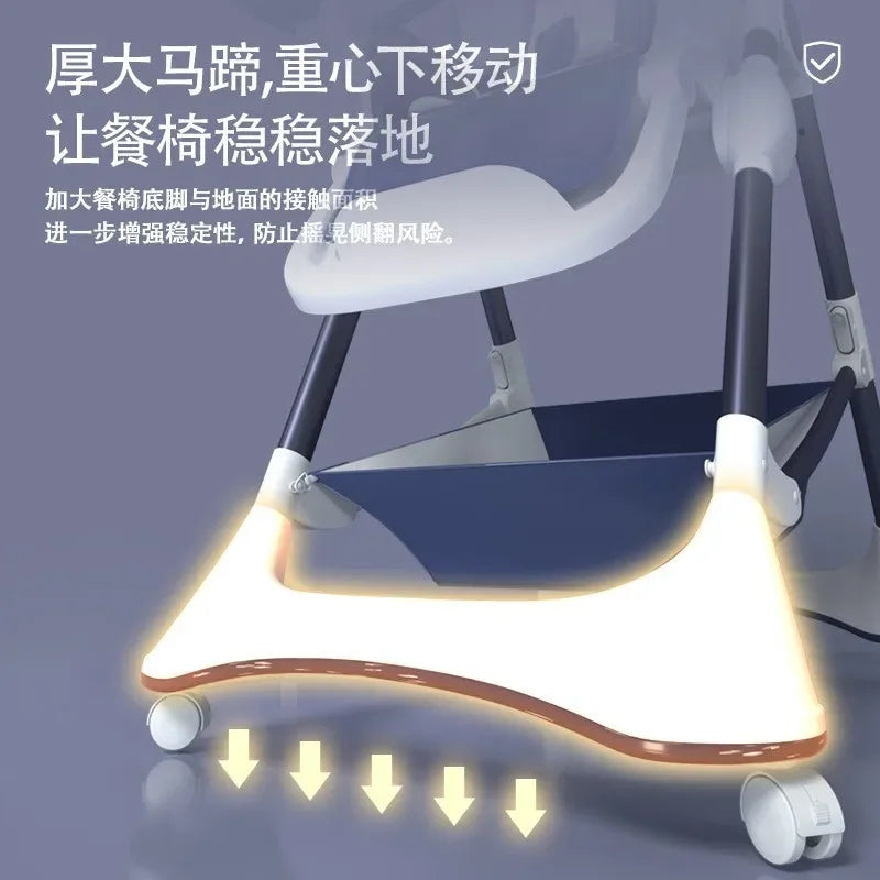 Multifunctional Baby Highchair Baby Foldable Seat Adjustable Height Baby Feeding Chair