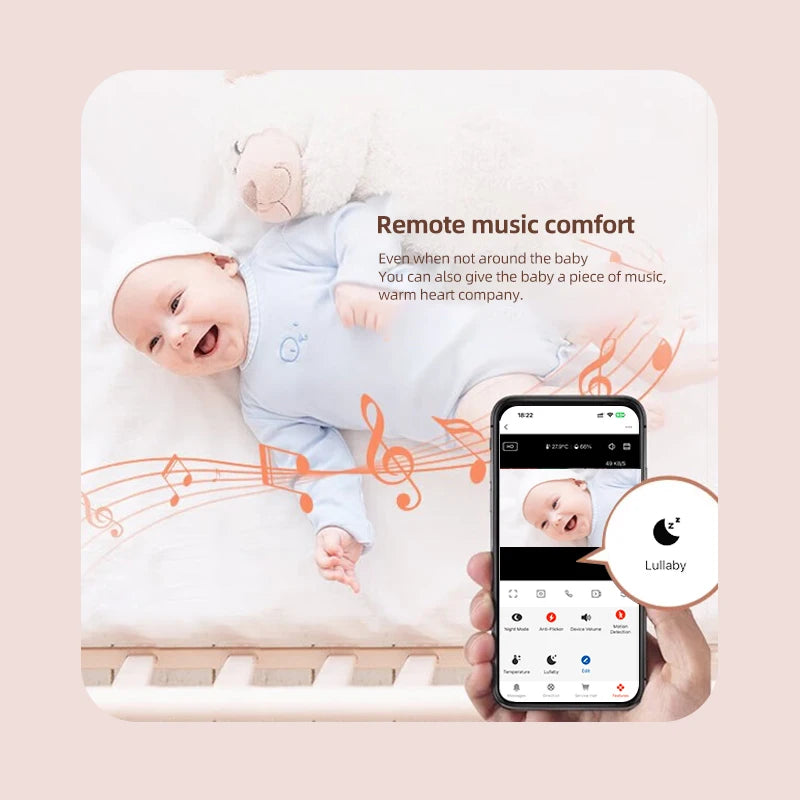 1080P HD Baby Monitor Tuya APP Remote Control 2 Million Pixel Camera Sound Temperature Detection Infrared Night Vision Babyphone
