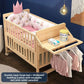 Solid Wood Baby Crib Convertible Toddler Bed Movable Newborn Bassinet Cradle Multi Functional Infant Bed For Babies Boys Girls