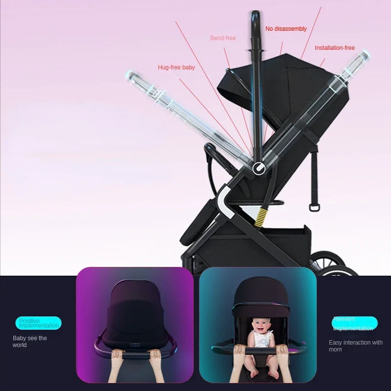 High Landscape Shock absorption Baby Stroller Portable Travel Folding Prams Sit and lie down in both directions Baby carriage