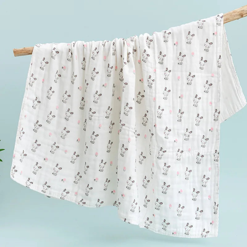 Size 110*110CM 1PC 6 Layers Muslin Cotton Fiber Muslin Baby Swaddles Soft Newborn Wrap Multifunction Infant Blankets Bath Towel