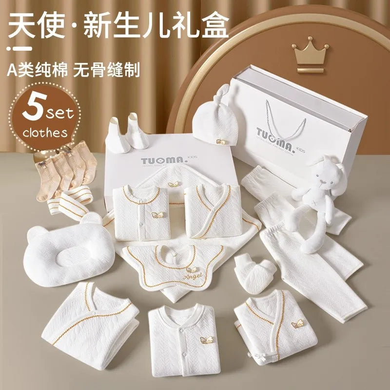 16/18/19/21/22pcs Newborn Clothes Set Angel Wing Baby Clothing Suit Pure Cotton 0-1Y Kids Unisex Infants Underwear Set No Box