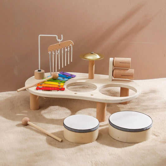Kids Drum Set Hand Percussion Fine Motor Skill Preschool Wooden Musical Kits for Ages 3 4 5 6 Years Old Children Holiday Gifts