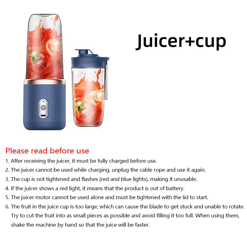 1PC Small juicer, small portable fruit juicer with rechargeable juice cup, two-in-one portable blender and water bottle,