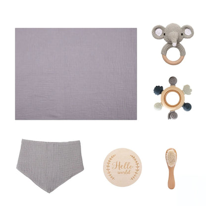 Baby Bath & Teether Gift Set – Silicone Toys, Rattle & Milestone Cards
