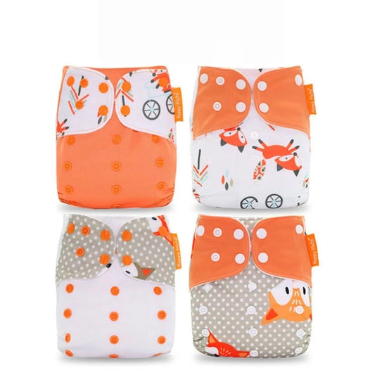 Reusable 4Pack Adjustable Pocket Cloth Diapers Suede Lining Waterproof All Sizes Baby Unisex Assorted Colors Polyester Nappies