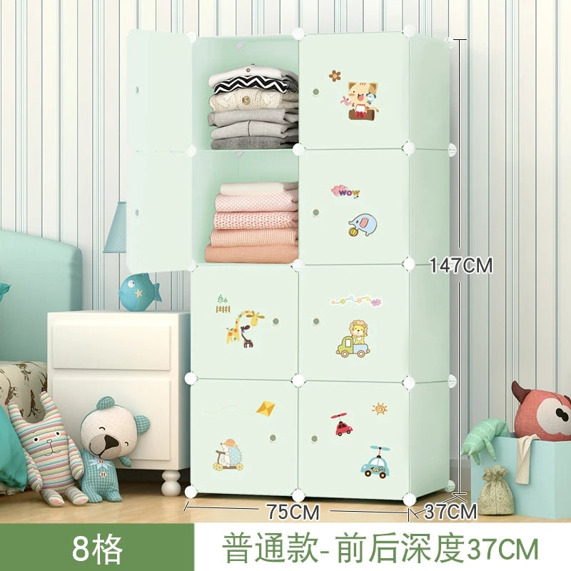 Kids Plastic Closet Storage Clothes Organizer Shelf Modern Minimalist Bedroom Baby Wardrobe Cheap Small Muebles Home Furniture