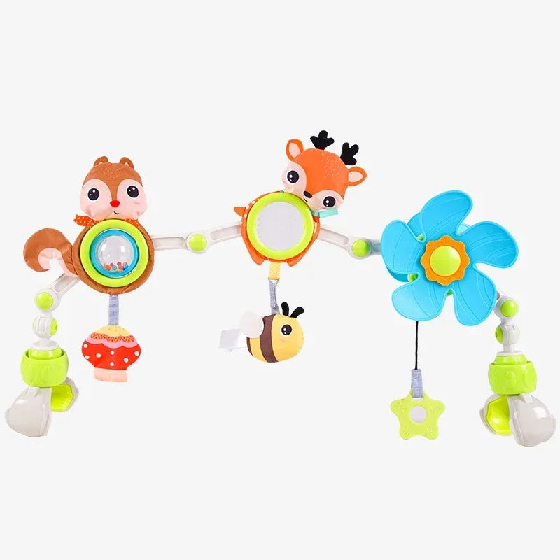 Baby Play Arch Crib Toy Stroller Hanging Toys, 0-12 Month Newborn Bed Winding Toys for Sensory Development Baby Car Seat Toys