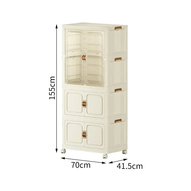 Large Folding Box Installation-free Storage Closet Cabinet Children's Wardrobe Home Living Room Movable Capacity Organizer Bins