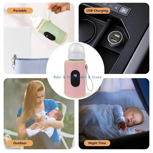 X5XE Baby Nursing Bottle Sleeve with Digital Display, Portable Milk Bottle Warmer Multifunction Constant Temperature Cover