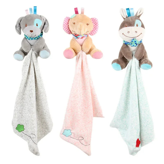Newborn Baby Appease Towel Infant Cartoon Animals Sleeping Dolls Comfort Towel Kids Sleep Toy Soothe Bibs Soft Cute Blanket