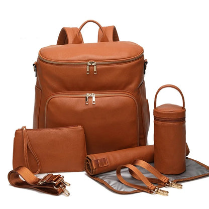 Large PU Leather Diaper Backpack