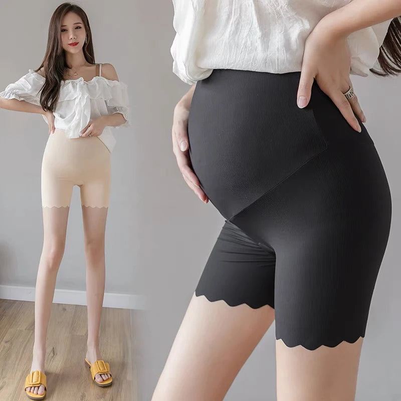 Summer High-Waist Maternity Shorts – Adjustable Plus-Size Pregnant Leggings