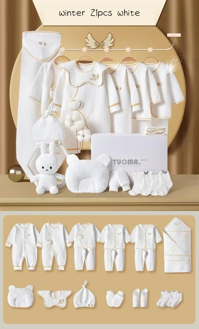 16/18/19/21/22pcs Newborn Clothes Set Angel Wing Baby Clothing Suit Pure Cotton 0-1Y Kids Unisex Infants Underwear Set No Box