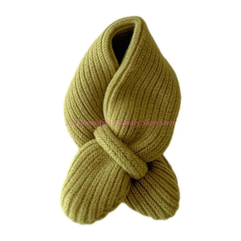 85AE Trendy Children Scarf Solid Color Autumn Winter Knitted Scarf Fashionable Scarf