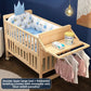 Solid Wood Baby Crib Convertible Toddler Bed Movable Newborn Bassinet Cradle Multi Functional Infant Bed For Babies Boys Girls