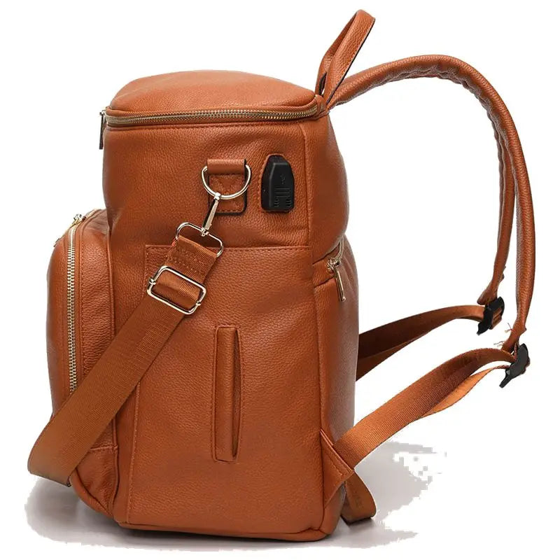 Large PU Leather Diaper Backpack
