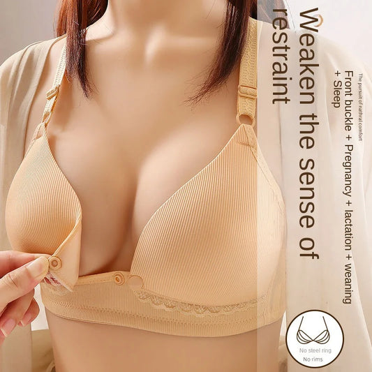 No Trace Maternity Nursing Bra for Pregnant Women Underwear Breastfeeding Bra Front Button Thin Soutien Gorge Lactancia Femme
