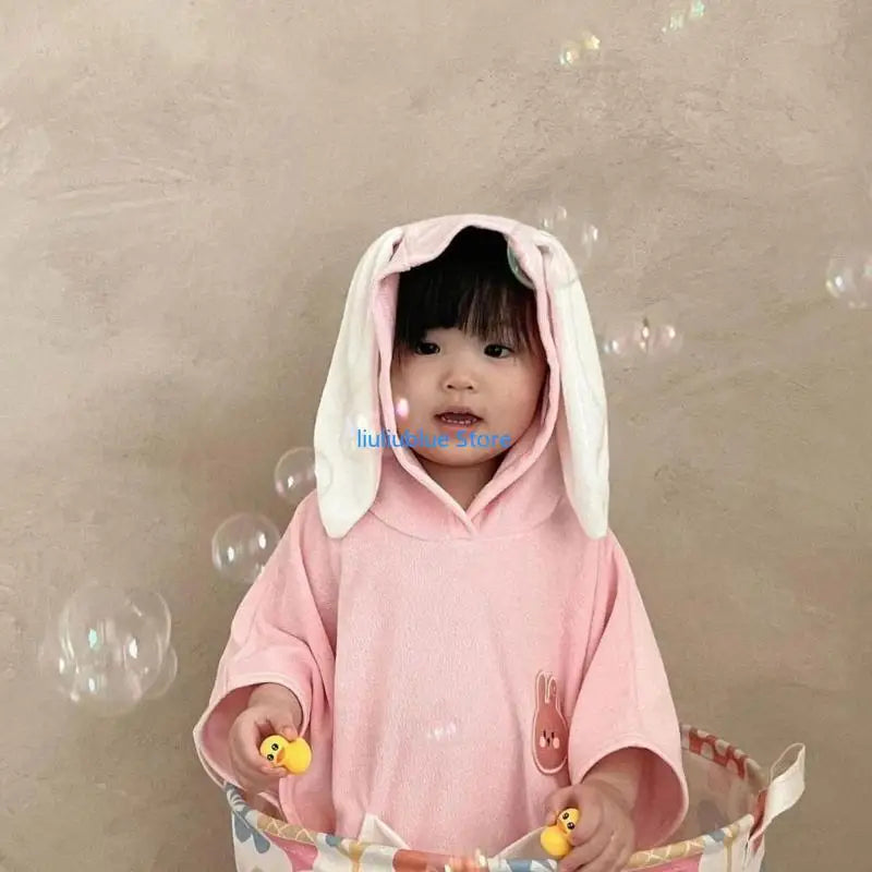 Baby Hooded Baby Towel Soft Bath Towel with Long Ears/Small Bear Pattern Gift 62CF