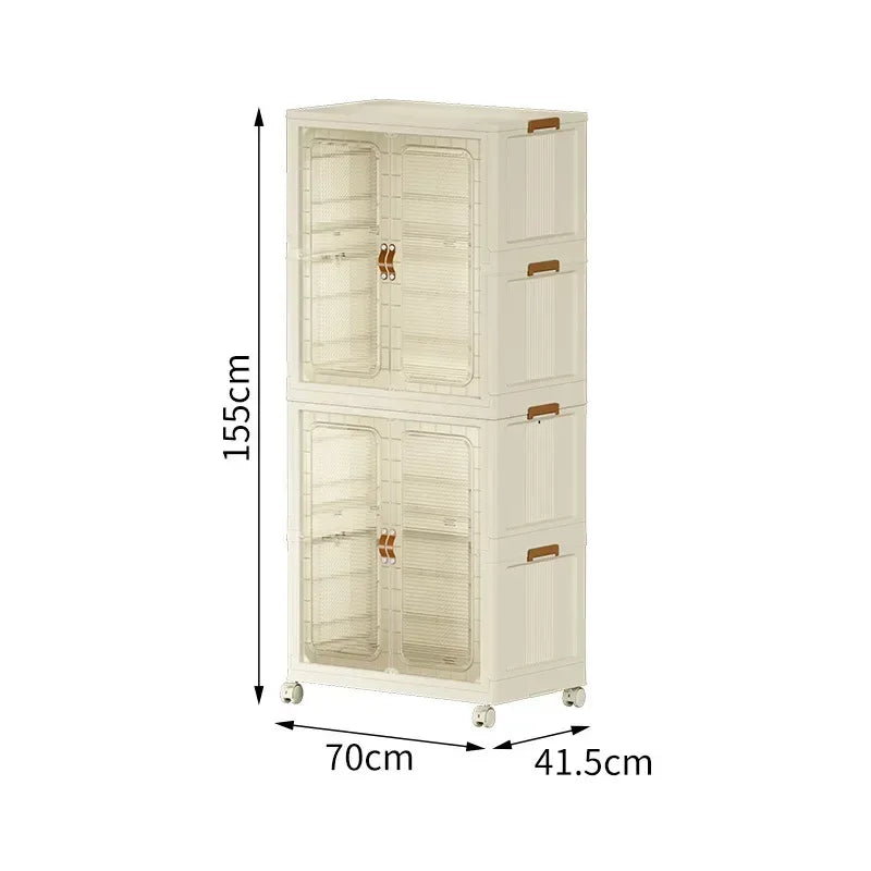 Large Folding Box Installation-free Storage Closet Cabinet Children's Wardrobe Home Living Room Movable Capacity Organizer Bins