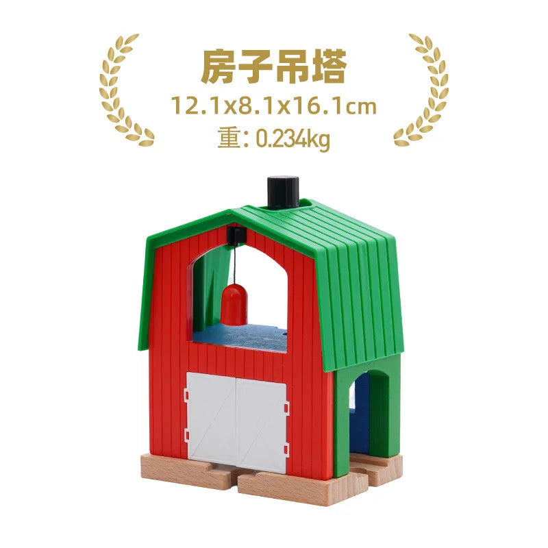 Wooden Train Track Racing Railway Street Sign Toys Bridge Tunnel Track Accessories Wood Tracks Creative Toys For Children Gift
