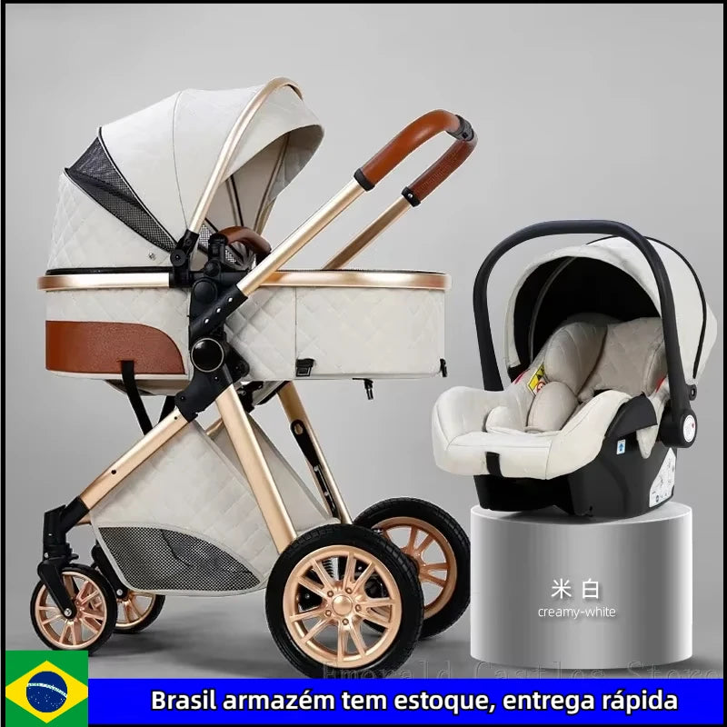 2025 New baby stroller High landscape 3 in 1 baby carriage Luxury Pushchair Baby Cradel Infant Carrier kinderwagen car 2in1