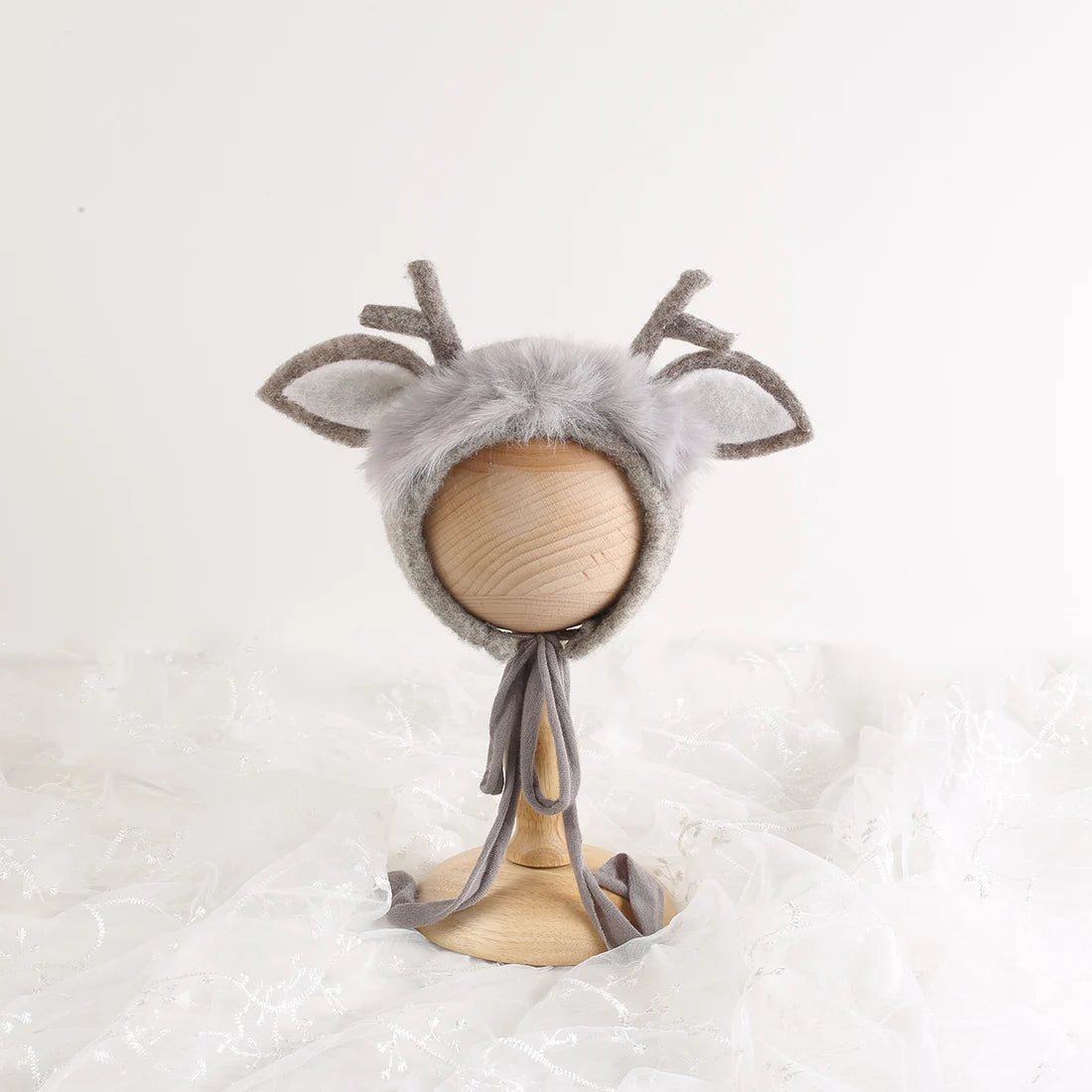 Cute Fox Flower Bonnet Newborn Wool Felt Photo Prop