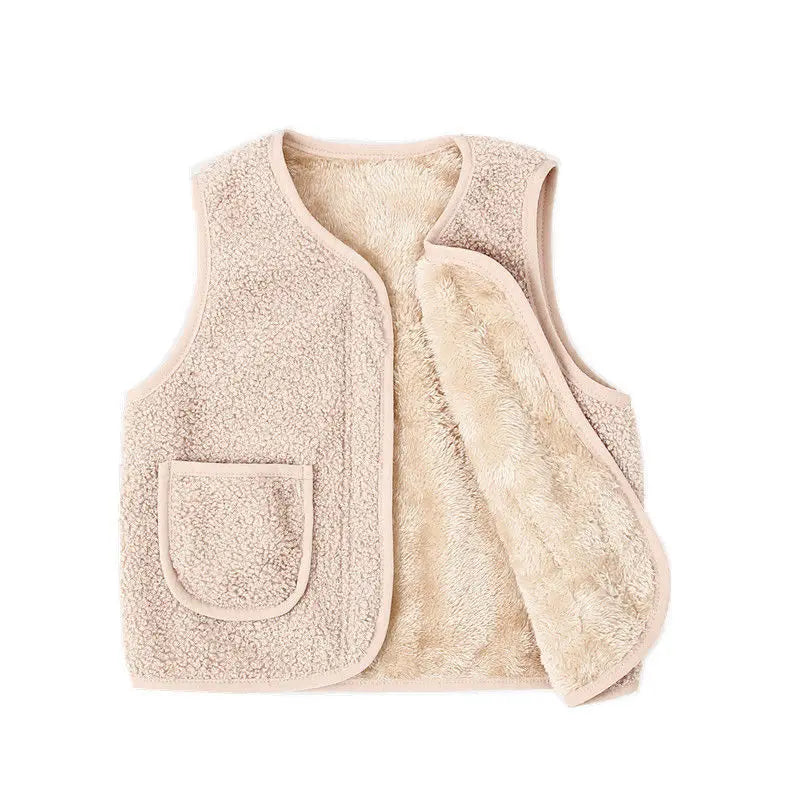 Autumn Winter Kid Vest Fur Baby Girl Boy Clothes Fleece Vests Zipper Coat Jacket Sleeveless Children Snow Outfits Waistcoat Warm