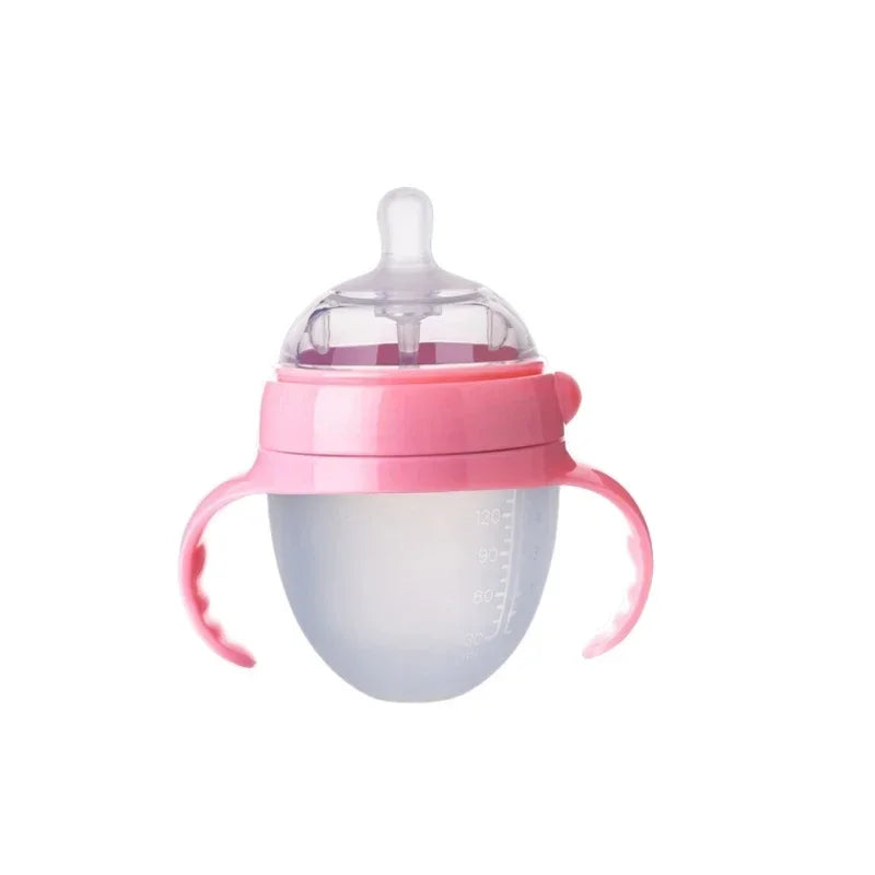 Silicone Nano Feeding Bottles Baby Bottle with Handle for Baby Weaning Anti-Choking Nipple Bottle for Baby 0-9 Month 150ML/250ML