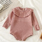 2025 New Autumn Children Clothes Infant Baby Girls Long Sleeved Splicing Knitted Jumpsuit Newborn Baby Knitted Bodysuits+Hat
