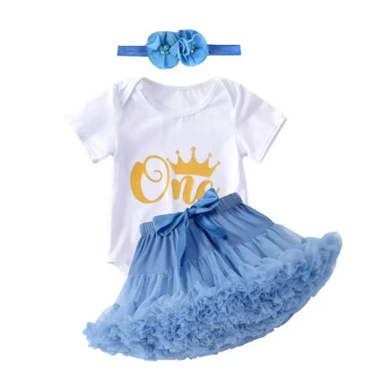 Baby Girl Birthday Set – Tutu Skirt & Headband for 1Y+