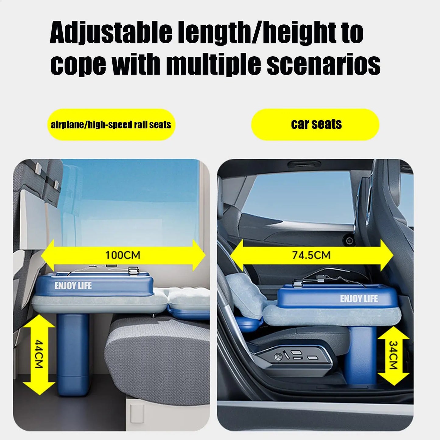 Toddler Travel Air Mattress – Soft, Foldable Bed with Guardrail for Plane, Car & Camping