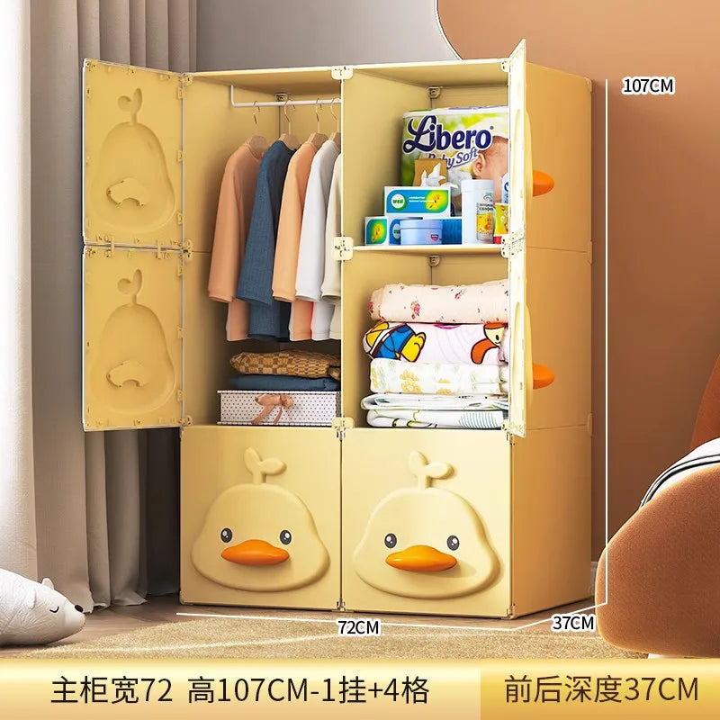 2025 Kids Wardrobe: Stainless Steel Storage Cabinet, Double Door Design Eco-Friendly & Child-Safe Easy Assembly Home Nursery