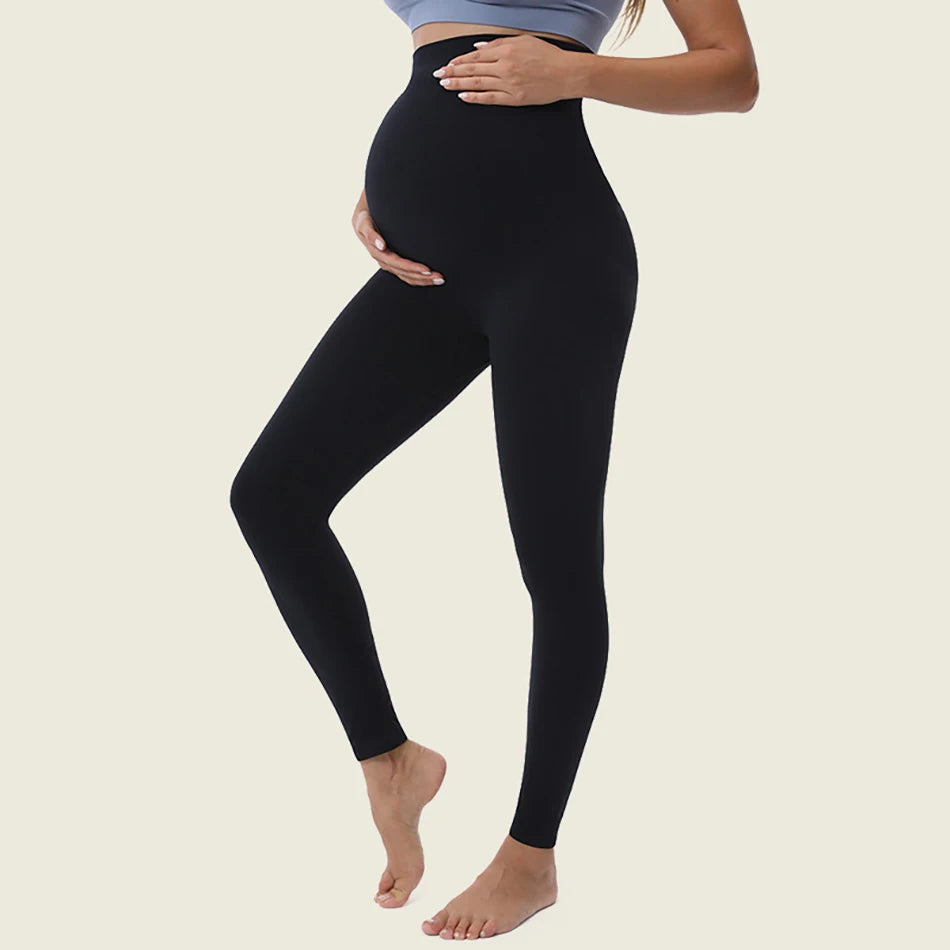 Seamless Maternity Yoga Pants – High-Elasticity Abdominal Support Leggings
