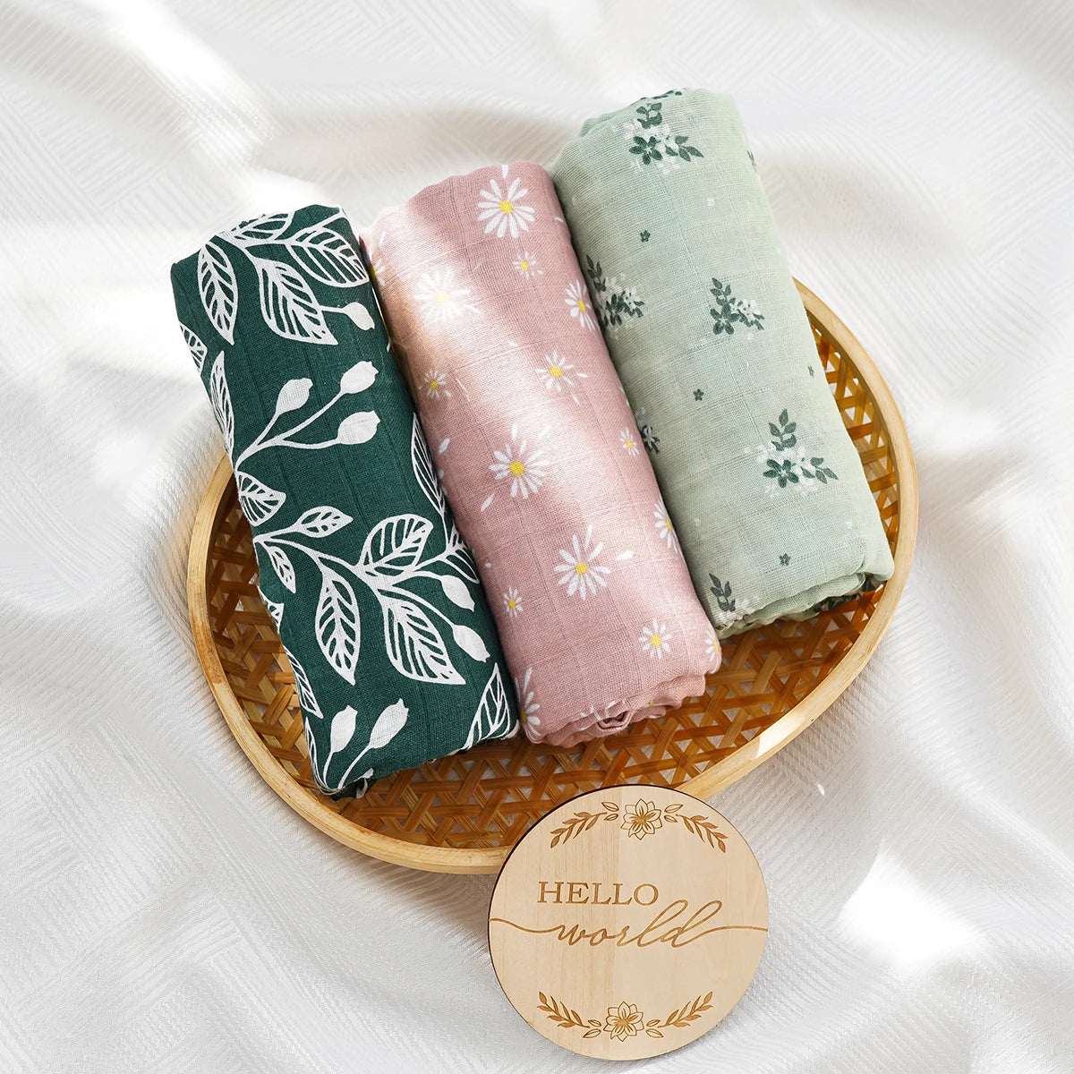 Happyflute 3Pcs/Pack Baby Muslin Swaddle 100% Cotton Baby Blanket Wrap For Newborn Baby