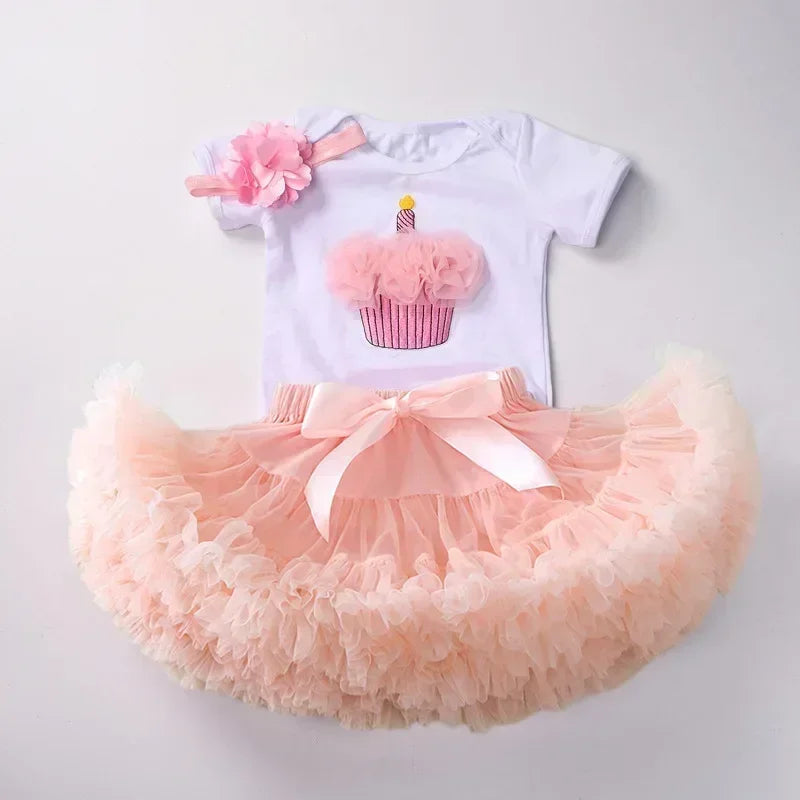 Baby Girl Birthday Set – Tutu Skirt & Headband for 1Y+