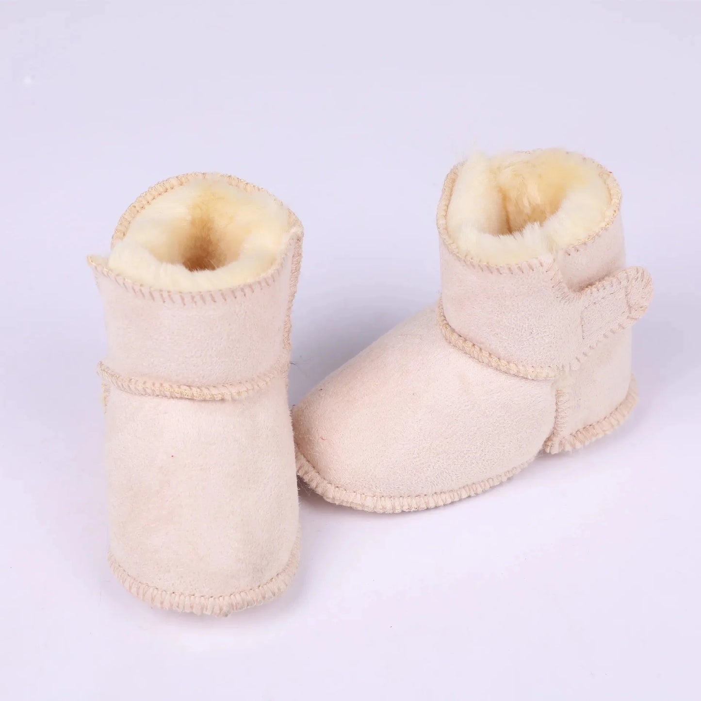 Baby Shoes Soft Bottom Anti-Slip Walking Shoes Leatherette Faux Fur Integrated Design Breathable Comfortable Children Footwear